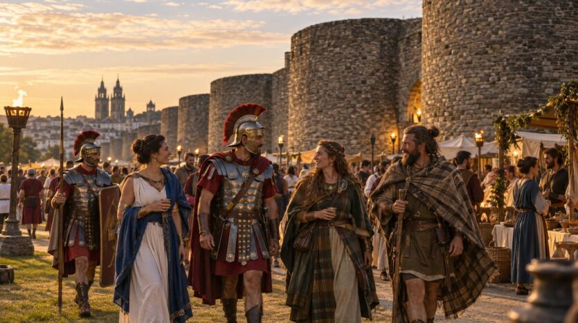 Arde Lucus en Lugo junto a la Muralla Romana