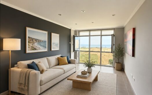 Home staging virtual del salón del dúplex en Foz