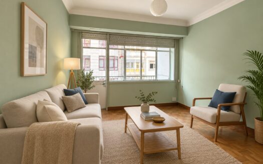 Home staging virtual del salón del piso en San Roque, Lugo